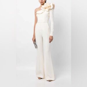 Elie Saab Cady Ruffled One-Shoulder Jumpsuit